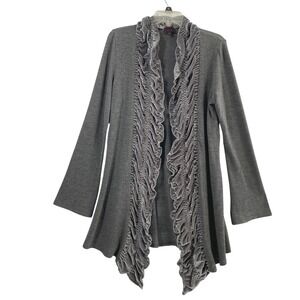 Colour Works Cardigan Women Medium Grey Velvet Ruffle Whimsigoth Fairy Open